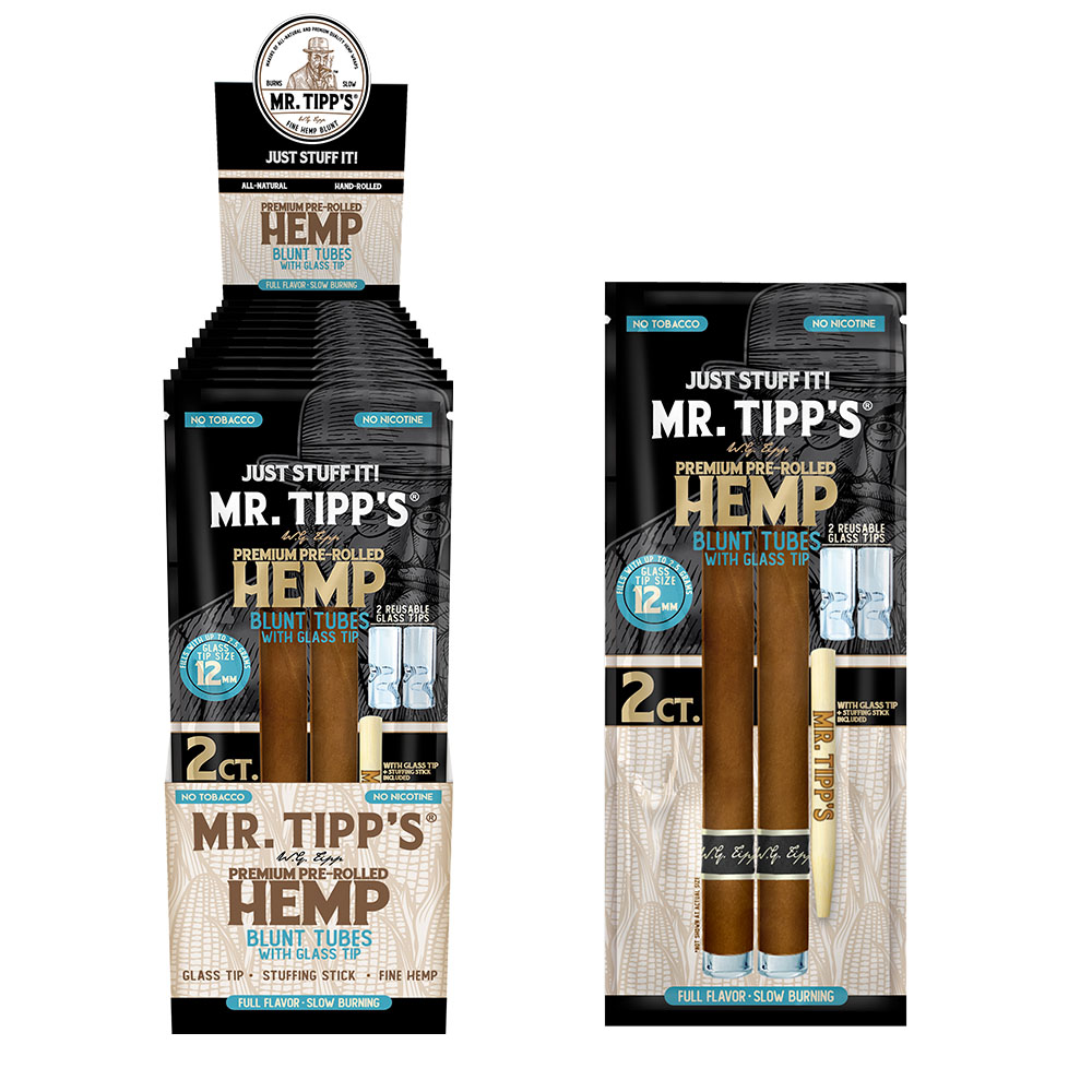 Hemp Blunts with Glass Tip - 2ct Packs - 10 Pack Display Box (20 Blunts ...